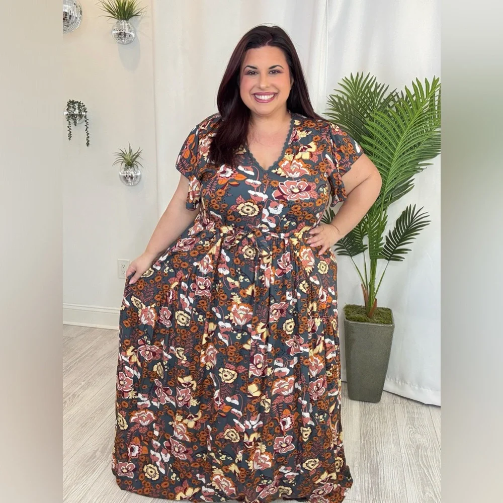 Plus Boho Floral Maxi Dress
